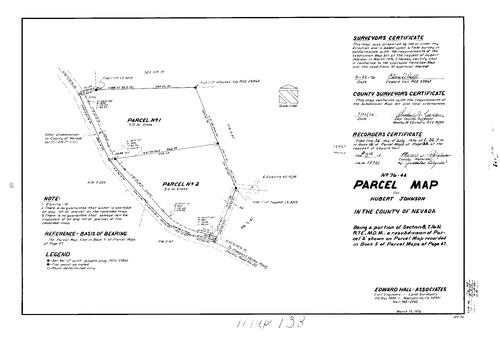 Click to see Parcel Map Book 10, pg. 138 (1976) of Nevada County Recorders Parcel Maps Book 10