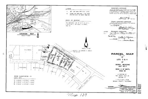 Click to see Parcel Map Book 10, pg. 139 (1976) of Nevada County Recorders Parcel Maps Book 10