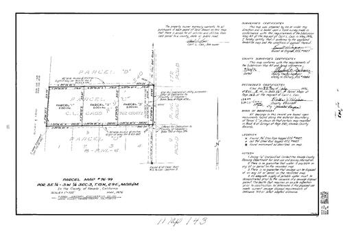 Click to see Parcel Map Book 10, pg. 143 (1976) of Nevada County Recorders Parcel Maps Book 10