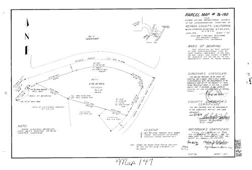 Click to see Parcel Map Book 10, pg. 147 (1976) of Nevada County Recorders Parcel Maps Book 10