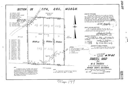 Click to see Parcel Map Book 10, pg. 149 (1976) of Nevada County Recorders Parcel Maps Book 10