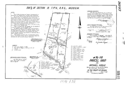 Click to see Parcel Map Book 10, pg. 158 (1976) of Nevada County Recorders Parcel Maps Book 10