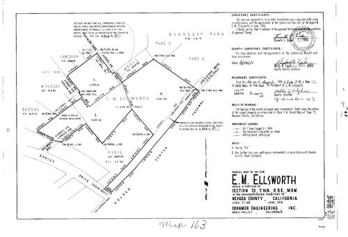 Click to see Parcel Map Book 10, pg. 163 (1976) of Nevada County Recorders Parcel Maps Book 10