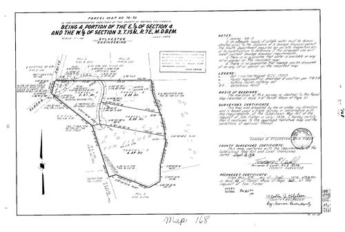 Click to see Parcel Map Book 10, pg. 168 (1976) of Nevada County Recorders Parcel Maps Book 10