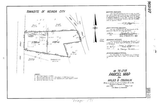 Click to see Parcel Map Book 10, pg. 171 (1976) of Nevada County Recorders Parcel Maps Book 10