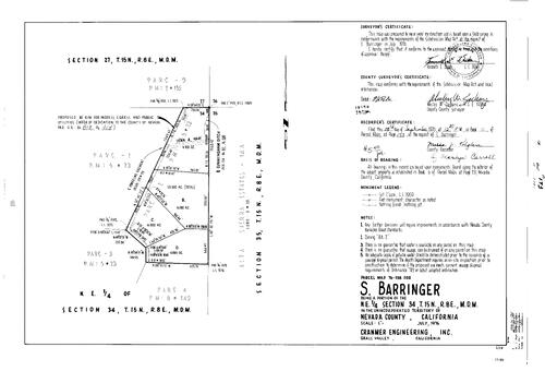 Click to see Parcel Map Book 10, pg. 173 (1976) of Nevada County Recorders Parcel Maps Book 10