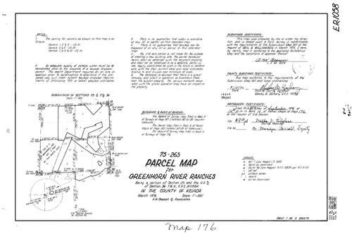 Click to see Parcel Map Book 10, pg. 176 (1976) of Nevada County Recorders Parcel Maps Book 10