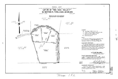 Click to see Parcel Map Book 10, pg. 182 (1976) of Nevada County Recorders Parcel Maps Book 10