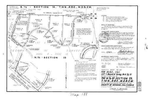 Click to see Parcel Map Book 10, pg. 188 (1976) of Nevada County Recorders Parcel Maps Book 10