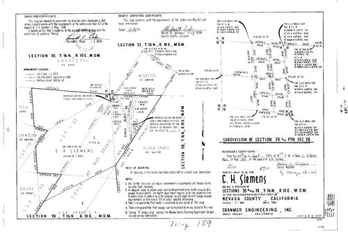 Click to see Parcel Map Book 10, pg. 189 (1976) of Nevada County Recorders Parcel Maps Book 10