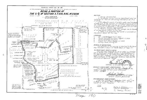 Click to see Parcel Map Book 10, pg. 190 (1976) of Nevada County Recorders Parcel Maps Book 10