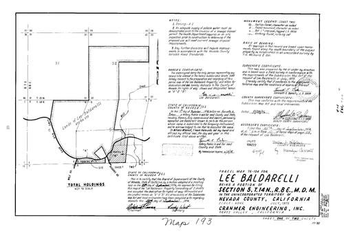 Click to see Parcel Map Book 10, pg. 193 (1976) of Nevada County Recorders Parcel Maps Book 10