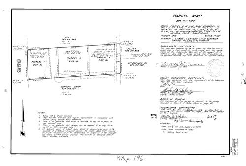 Click to see Parcel Map Book 10, pg. 196 (1976) of Nevada County Recorders Parcel Maps Book 10