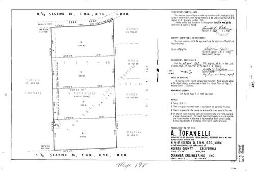Click to see Parcel Map Book 10, pg. 198 (1976) of Nevada County Recorders Parcel Maps Book 10