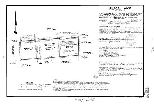 Click to see Parcel Map Book 10, pg. 200 (1976) of Nevada County Recorders Parcel Maps Book 10