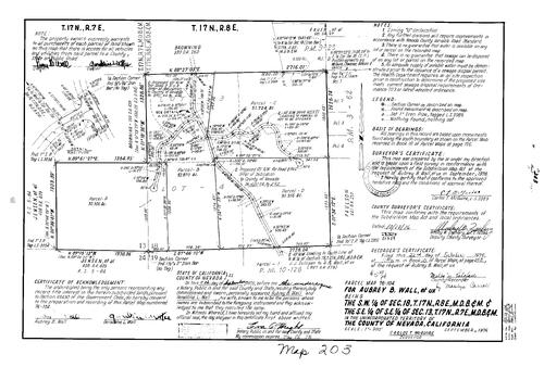 Click to see Parcel Map Book 10, pg. 203 (1976) of Nevada County Recorders Parcel Maps Book 10