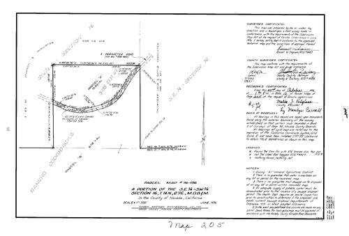 Click to see Parcel Map Book 10, pg. 205 (1976) of Nevada County Recorders Parcel Maps Book 10