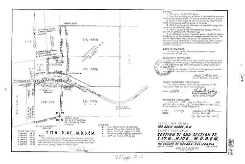 Click to see Parcel Map Book 10, pg. 216 (1976) of Nevada County Recorders Parcel Maps Book 10