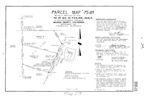 Click to see Parcel Map Book 10, pg. 219 (1976) of Nevada County Recorders Parcel Maps Book 10