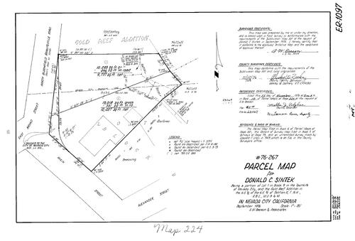 Click to see Parcel Map Book 10, pg. 224 (1976) of Nevada County Recorders Parcel Maps Book 10
