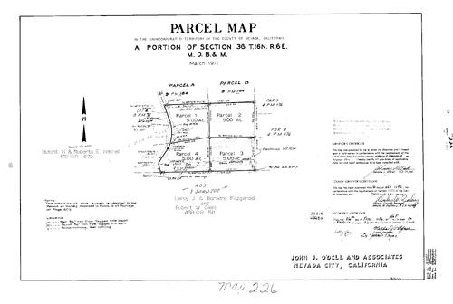 Click to see Parcel Map Book 10, pg. 226 (1976) of Nevada County Recorders Parcel Maps Book 10