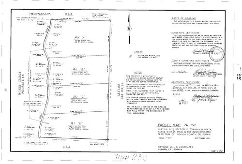 Click to see Parcel Map Book 10, pg. 238 (1976) of Nevada County Recorders Parcel Maps Book 10