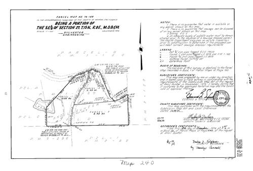 Click to see Parcel Map Book 10, pg. 240 (1976) of Nevada County Recorders Parcel Maps Book 10