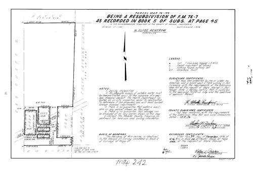 Click to see Parcel Map Book 10, pg. 242 (1976) of Nevada County Recorders Parcel Maps Book 10