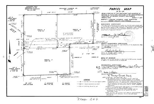 Click to see Parcel Map Book 10, pg. 244 (1976) of Nevada County Recorders Parcel Maps Book 10