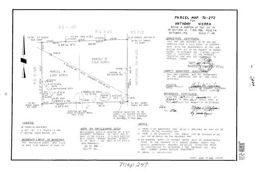 Click to see Parcel Map Book 10, pg. 247 (1976) of Nevada County Recorders Parcel Maps Book 10