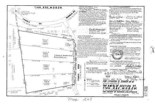 Click to see Parcel Map Book 10, pg. 248 (1976) of Nevada County Recorders Parcel Maps Book 10