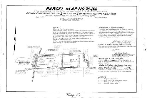Click to see Parcel Map Book 11, pg. 10 (1976) of Nevada County Recorders Parcel Maps Book 11