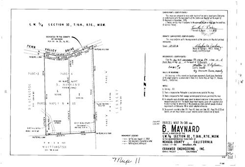 Click to see Parcel Map Book 11, pg. 11 (1976) of Nevada County Recorders Parcel Maps Book 11