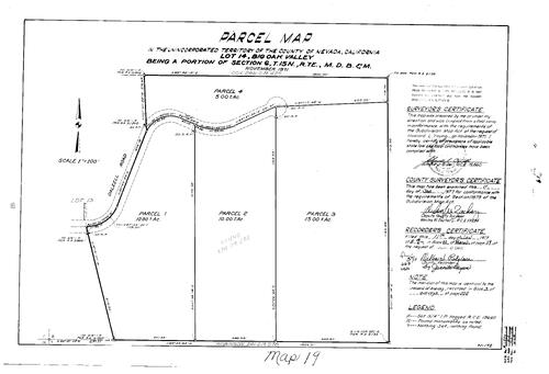 Click to see Parcel Map Book 11, pg. 19 (1977) of Nevada County Recorders Parcel Maps Book 11