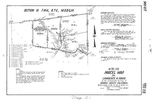 Click to see Parcel Map Book 11, pg. 21 (1977) of Nevada County Recorders Parcel Maps Book 11
