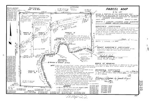 Click to see Parcel Map Book 11, pg. 22 (1977) of Nevada County Recorders Parcel Maps Book 11