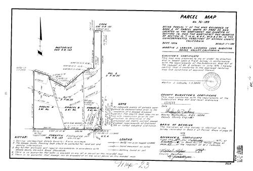 Click to see Parcel Map Book 11, pg. 23 (1977) of Nevada County Recorders Parcel Maps Book 11