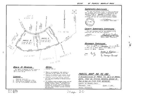 Click to see Parcel Map Book 11, pg. 30 (1977) of Nevada County Recorders Parcel Maps Book 11