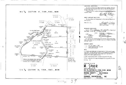 Click to see Parcel Map Book 11, pg. 37 (1977) of Nevada County Recorders Parcel Maps Book 11