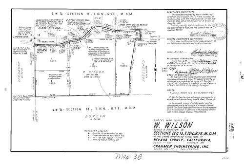 Click to see Parcel Map Book 11, pg. 38 (1977) of Nevada County Recorders Parcel Maps Book 11