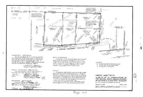 Click to see Parcel Map Book 11, pg. 44 (1977) of Nevada County Recorders Parcel Maps Book 11