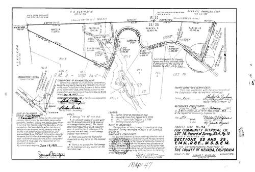 Click to see Parcel Map Book 11, pg. 47 (1977) of Nevada County Recorders Parcel Maps Book 11