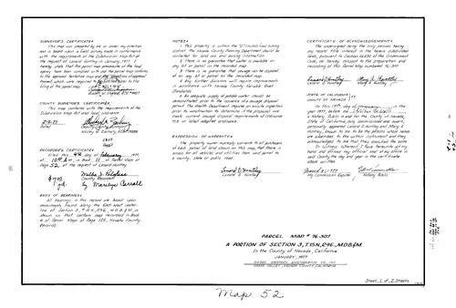 Click to see Parcel Map Book 11, pg.52 (1977) of Nevada County Recorders Parcel Maps Book 11