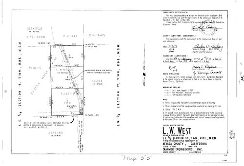 Click to see Parcel Map Book 11, pg.55 (1977) of Nevada County Recorders Parcel Maps Book 11