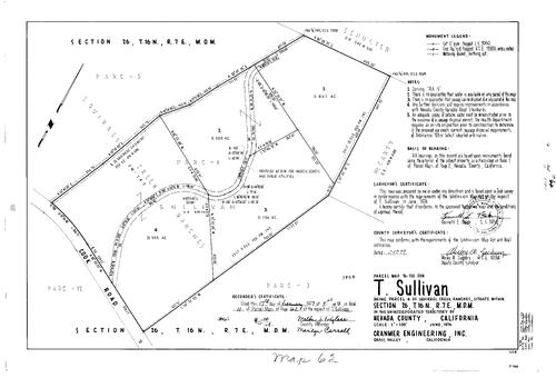 Click to see Parcel Map Book 11, pg.62 (1977) of Nevada County Recorders Parcel Maps Book 11