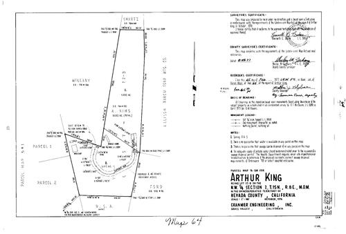 Click to see Parcel Map Book 11, pg.64 (1977) of Nevada County Recorders Parcel Maps Book 11