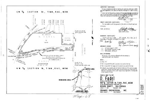 Click to see Parcel Map Book 11, pg.68 (1977) of Nevada County Recorders Parcel Maps Book 11