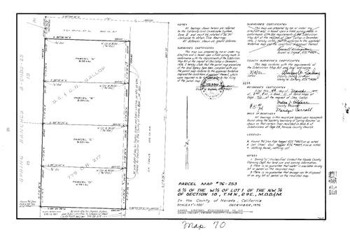 Click to see Parcel Map Book 11, pg.70 (1977) of Nevada County Recorders Parcel Maps Book 11