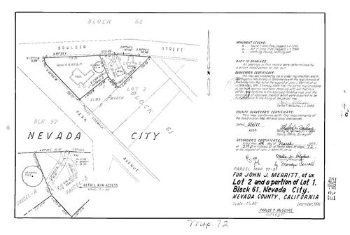 Click to see Parcel Map Book 11, pg.72 (1977) of Nevada County Recorders Parcel Maps Book 11