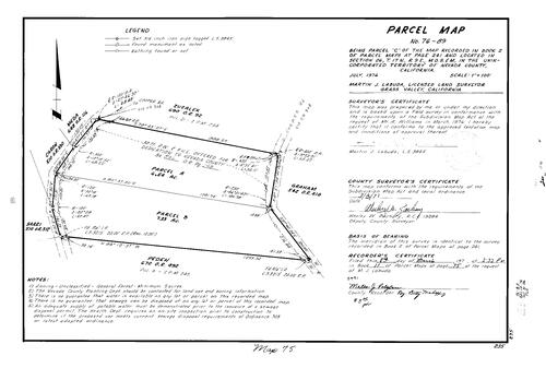 Click to see Parcel Map Book 11, pg.75 (1977) of Nevada County Recorders Parcel Maps Book 11